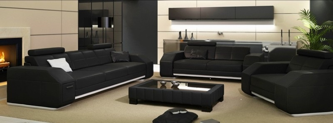 Sofa set with USB Sofa Couch Upholstery Seat Set 3+2+1 Living area Leather