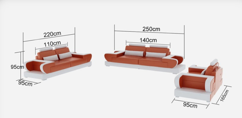 Leather sofa couch living area 3+2+1 seater set design modern sofa with USB