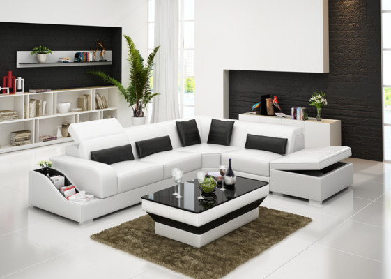Leather sofa with USB living landscape corner sofa corner set design modern sofa G8008D