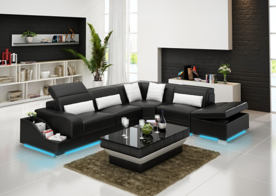 Leather sofa with USB living landscape corner sofa corner set design modern sofa G8008D