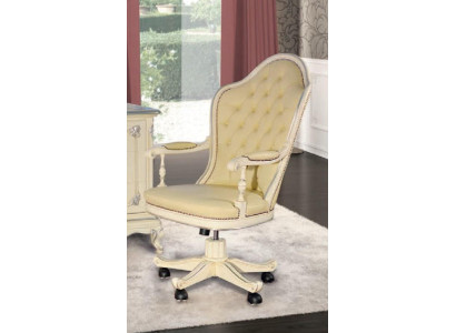 Office chair wood executive chair Chesterfield Italian furniture white swivel white new