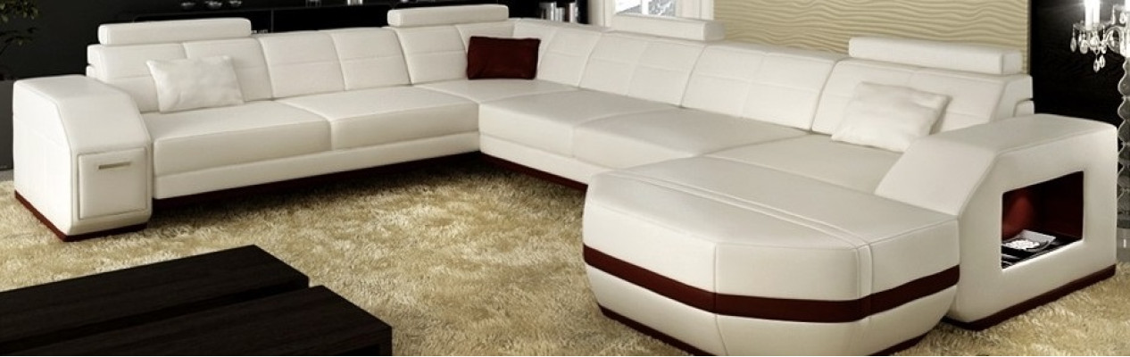 Leather sofa, corner sofa, living landscape, corner sofa, corner couch, upholstery, seating area, WyenW/B new