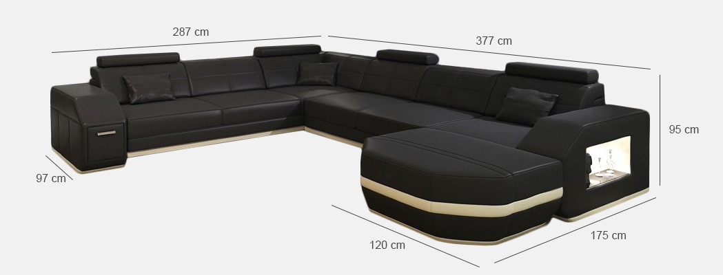 Leather sofa, corner sofa, living landscape, corner sofa, corner couch, upholstery, seating area, WyenW/B new