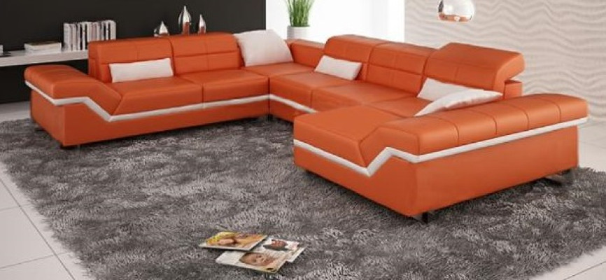 LEATHER SOFA XXL LIVING AREA CORNER SOFA DESIGN SOFA COUCH SET CORNER COUCH NEW
