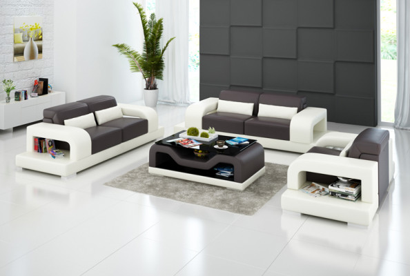 Leather Sofa Couch Living Landscape 3+2+1 Seater Suite Design Modern Sofa G8006D