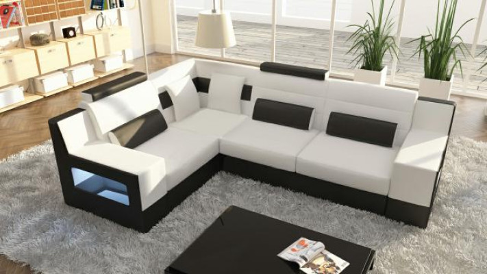 Sectional sofa set textile fabric leather sofas living landscape sofa + USB upholstered corner