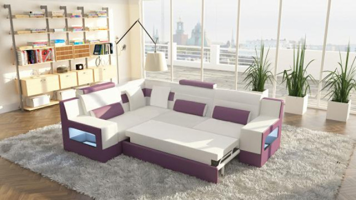 Sectional sofa set textile fabric leather sofas living landscape sofa + USB upholstered corner