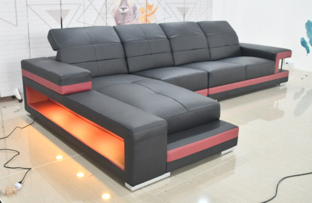 Illuminated modern couch landscape seating sofa living room corner furniture