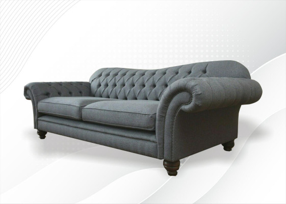 Big Chesterfield Upholstered Sofa Design Luxury 4-Seater Textile Couch