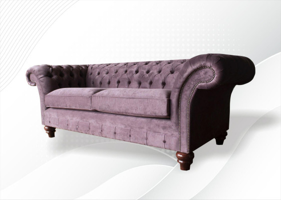 Chesterfield Couch Upholstery Classic Leather Fabric 3-Seater Sofa Triple Seater