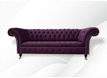 XXL Sofa 3-seater Couch Upholstery Chesterfield Seat Suite Textile Leather