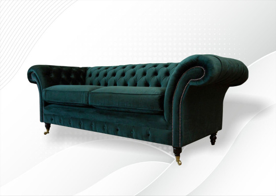 Classic Chesterfield Couch Upholstered Sofa Upholstery Velvet 3-Seater Chester