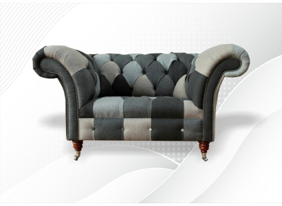 Chesterfield Design Couch Fabric Armchair 1.5-Seater Sofas Upholstery Lounge Club New