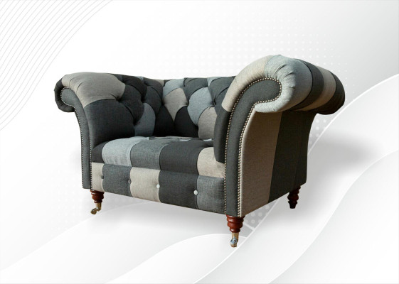 Chesterfield Design Couch Fabric Armchair 1.5-Seater Sofas Upholstery Lounge Club New
