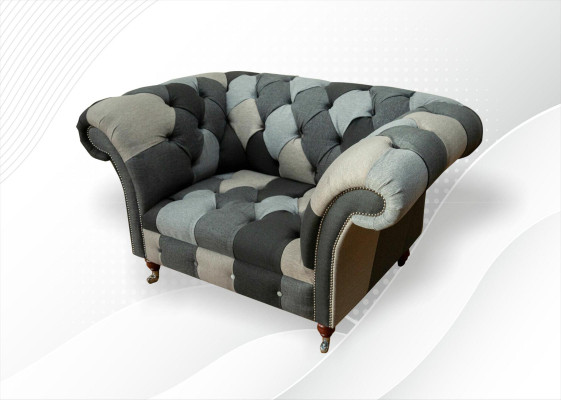 Chesterfield Design Couch Fabric Armchair 1.5-Seater Sofas Upholstery Lounge Club New