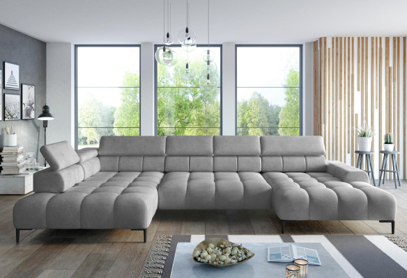 Corner sofa textile sofa couch upholstery corner seating living landscape corner group U-shape gray
