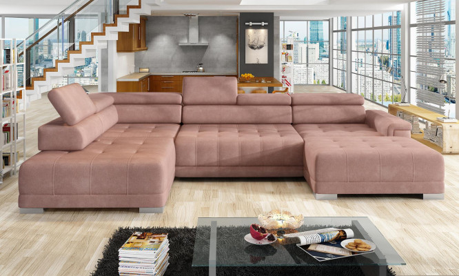 U-shaped sectional sofa, living area design, fabric sofas with bed function, sleeper couch