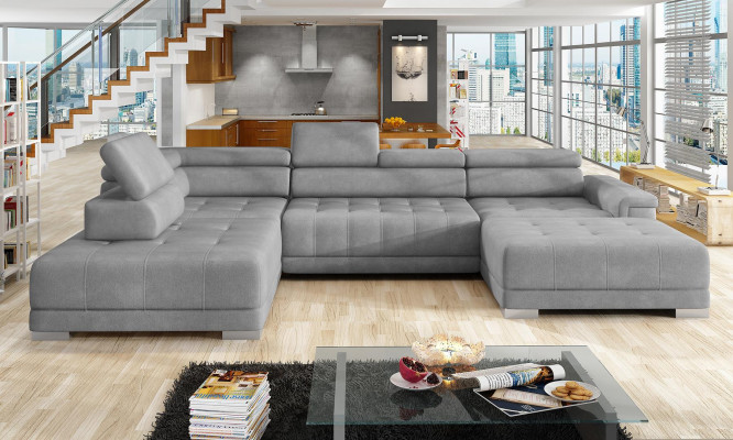 U-shaped sectional sofa, living area design, fabric sofas with bed function, sleeper couch