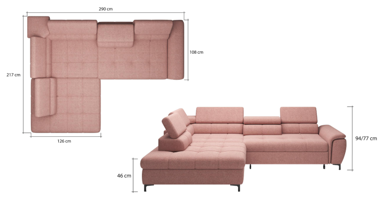 Sectional sofa L-shape sofa couch design upholstery sleeper sofa textile bed function textile