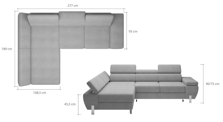 Sofa bed design corner sofa L-shaped bed function couch textile sofas fabric sleep