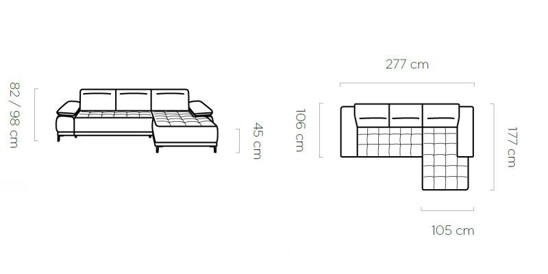 Sectional sofa, multifunctional design, fabric textile, L-shape couch, living landscape