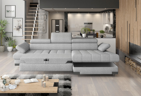 Design corner sofa L-shape bed function couch leather textile sofa multifunction fabric