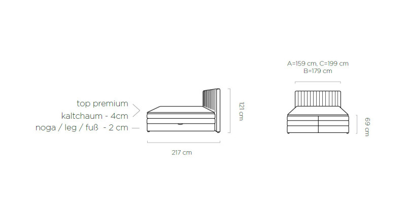 Box spring bed 180x200cm double hotel beds textile bedroom upholstered bed new