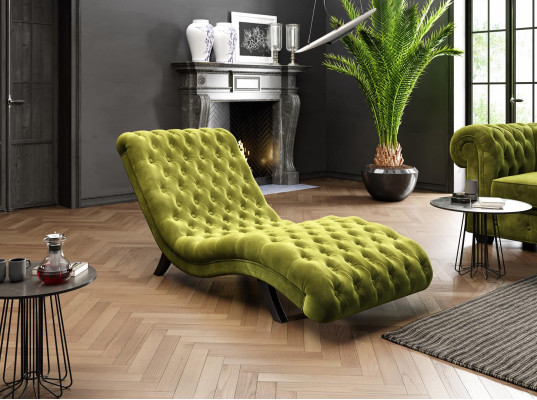 Lounge sofa Chesterfield couch sofa chaise lounge wood metal chaise longue relaxation lounger