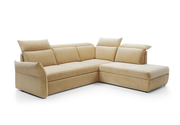 Corner sofa L-shape beige corner couch with sleeping function set living landscape