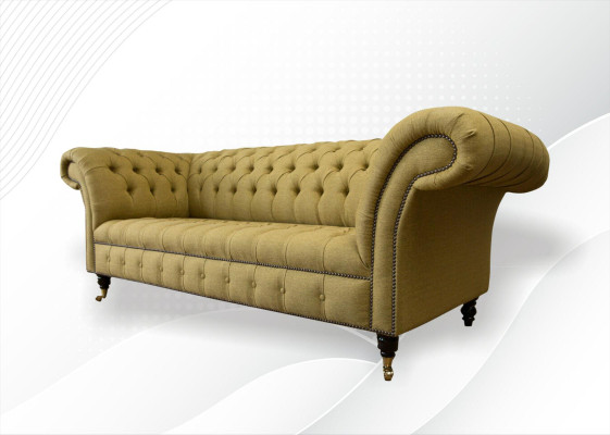 Chesterfield 3-Seater Yellow Living Room Design Couches Upholstered Sofa Sofas Textile