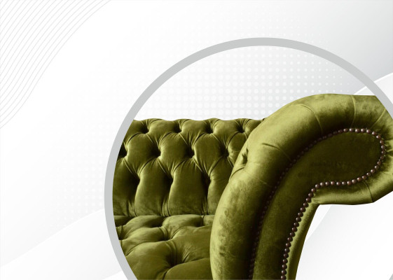 Chesterfield Green Three-Seater Living Room Design Couches Upholstered Sofa Textile New