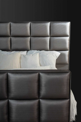 Bedroom beds, faux leather luxury bed, box spring bed 180 x 200 cm.