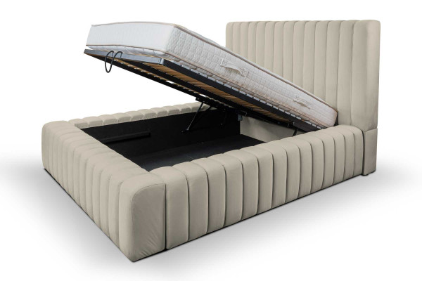 Luxury bedroom bed double bed wood upholstery beds bed frame beige