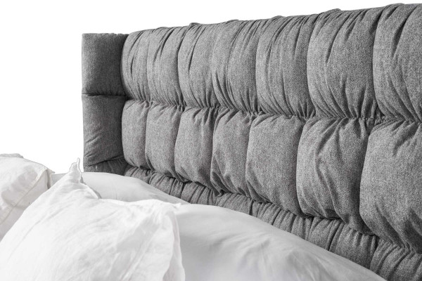 Gray double bed classic bedroom furniture design elegant fabric bed