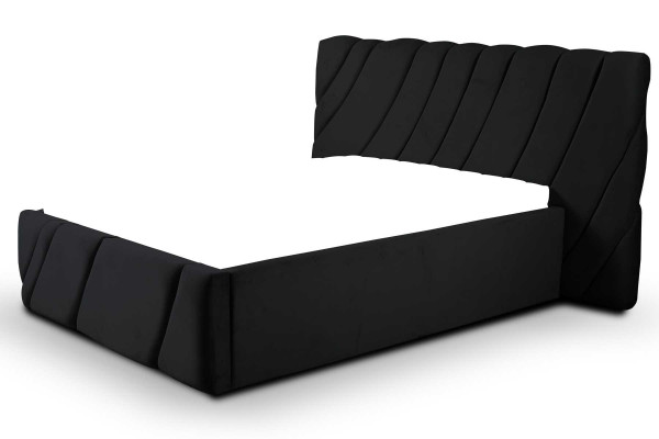Luxury bedroom bed double bed black wood upholstered beds bed frame