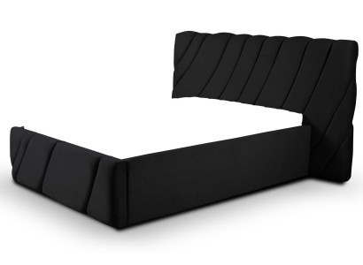 Luxury bedroom bed double bed black wood upholstered beds bed frame