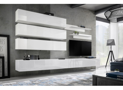 Designer Living Room Set Wall Shelves Wall Unit Shelf TV-Stand Set 7 Pieces.