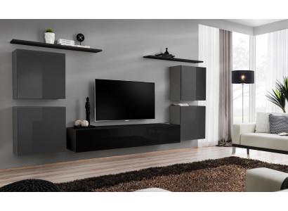 7-piece luxury living room wall unit set wood wall shelf furniture new