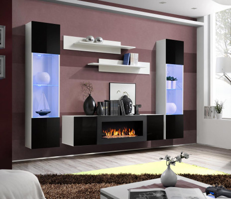 Living room wall unit TV stand shelf luxury design set of 5 modern furniture new