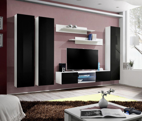 Wall unit luxury set 6-piece. Living room wall display cabinet modern TV stand designer