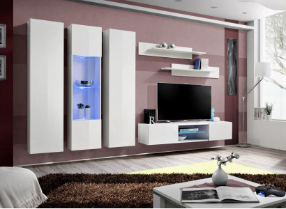 White wall unit hanging display cabinet TV stand luxury wall cabinet furniture wood furniture