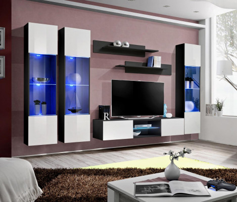 Wall unit complete set hanging display cabinet furniture luxury TV stand sideboard wood