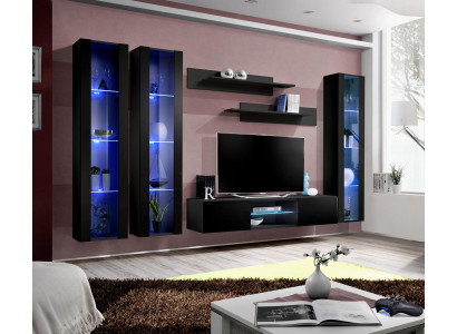 Luxury Black Living Room Wall Hanging Display Cabinet Designer Living Room Wood Furniture Interior Design
