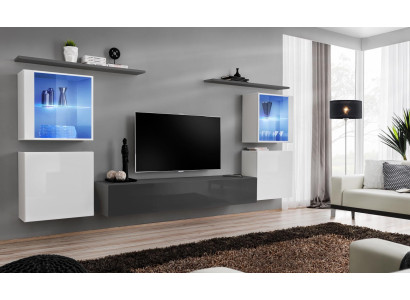 Set of 7-piece living room wall luxury sideboard TV stand lowboard wall shelves wall cabinet