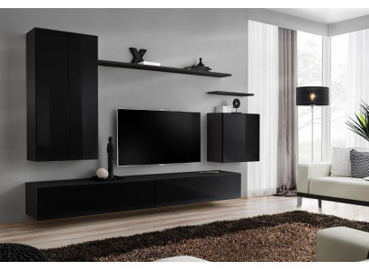 Black Living Room Wall Unit Furniture Design Luxury TV Stand New Furniture
