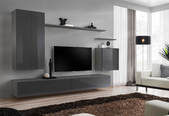 Luxury Grey Wall Unit Modern TV Stand Sideboard Living Room Furniture New