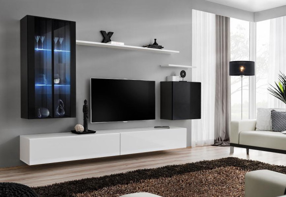 Living room complete set 7-piece living room furniture wall unit wood furnishing new