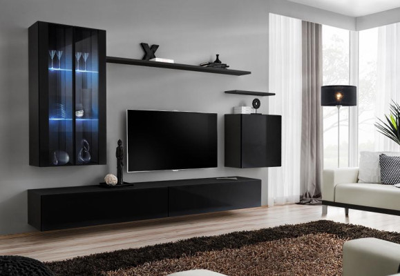 Living room furniture wall unit wall cabinet sideboard black luxury wooden furniture