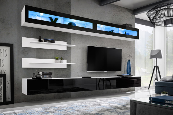 Wall unit set 6-piece luxury living room TV stand wall shelf design furnishing