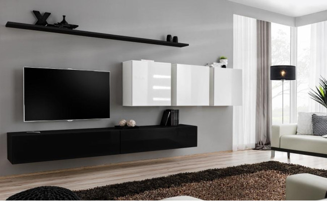 Designer modern living room wall unit living room furniture black wooden furniture sideboard